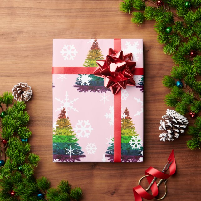 Pride Flag Christmas Tree Pattern Wrapping Paper (Holiday Gift)