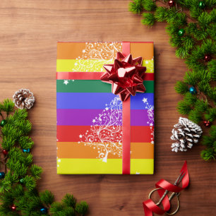 Pride Flag Christmas Tree Pattern Wrapping Paper