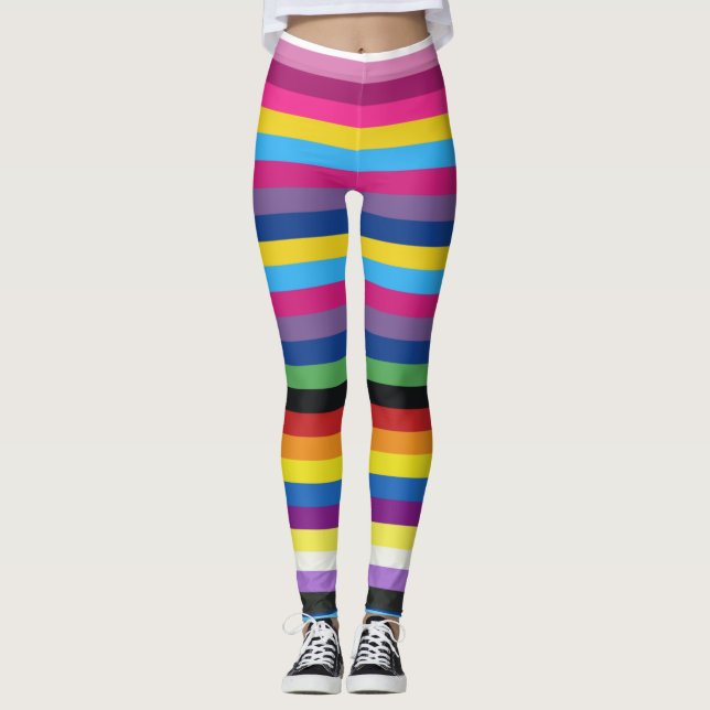 Pride Flag Colour Stripes Leggings (Front)