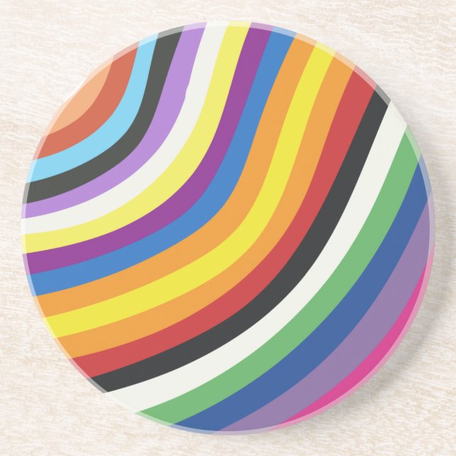 Pride Flag Colourful Stripes Pattern Coaster (Front)