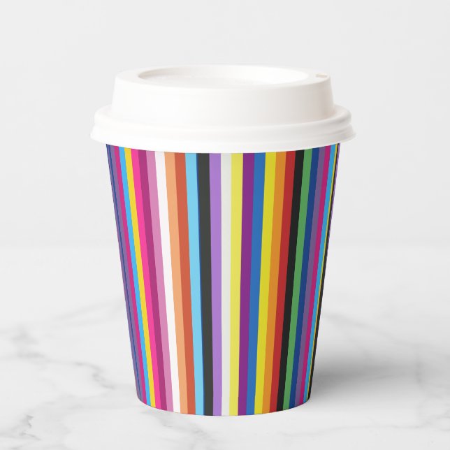 Pride Flag Colourful Stripes Pattern Paper Cups (Front)