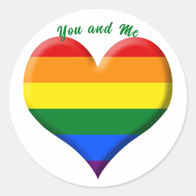 Pride Flag Heart Classic Round Sticker (Front)