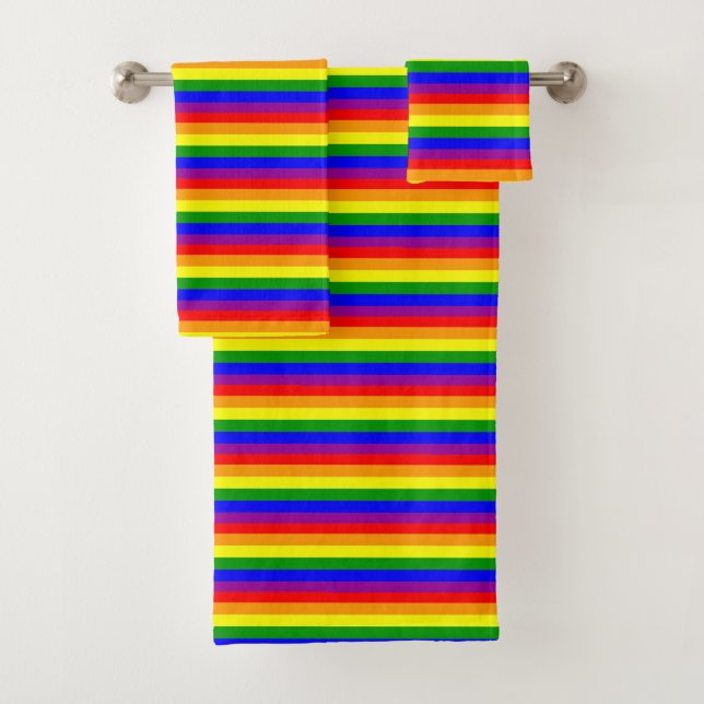 Pride Flag LGBTQAI+ Rainbow Colours Bath Towel Set (Insitu)