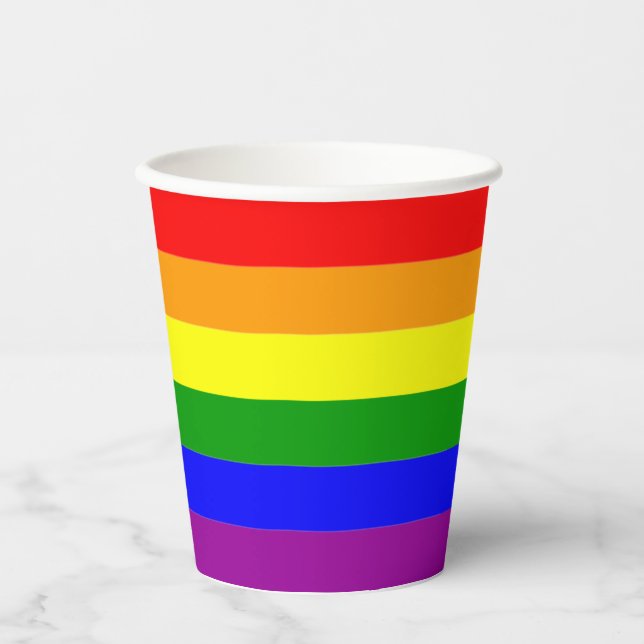 Pride Flag LGBTQAI+ Rainbow Colours  Paper Cups (Front)