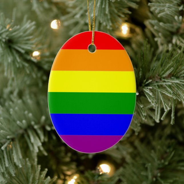 Pride Flag LGBTQIA+ Rainbow Colours Ceramic Tree Decoration (Tree)