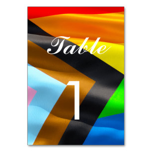 Pride Flag Typography Wedding Custom Table Number
