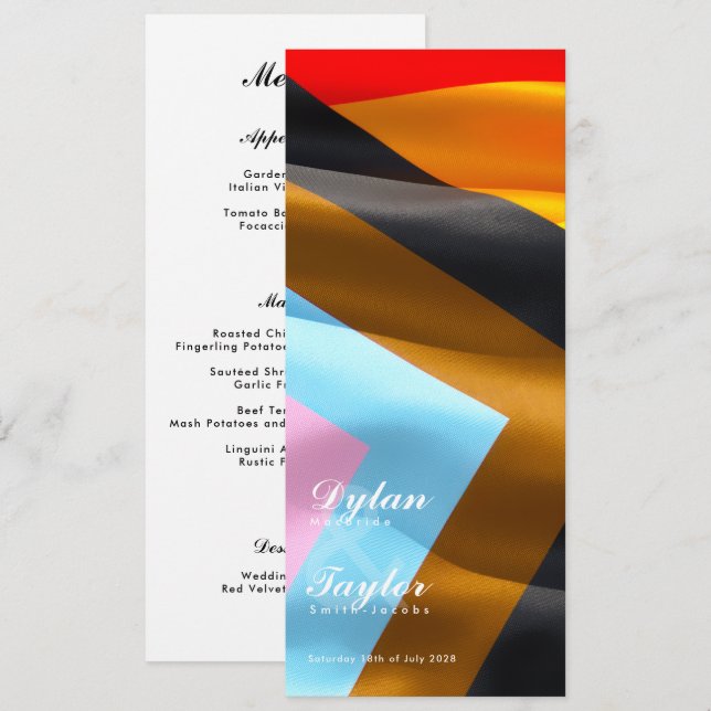 Pride Flag Typography Wedding Dinner  Menu (Front/Back)
