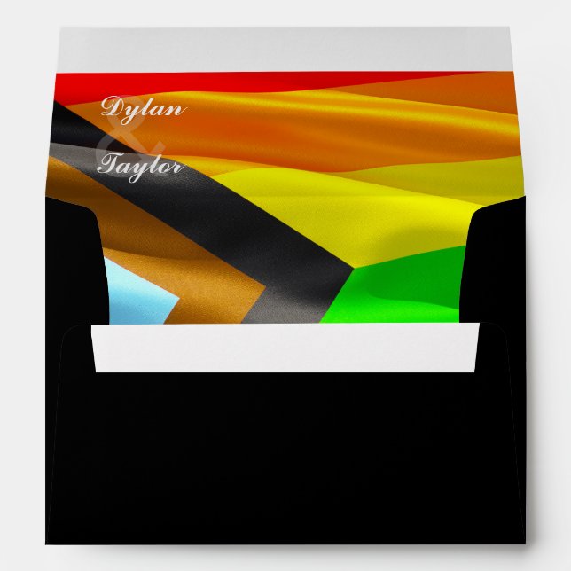 Pride Flag Typography Wedding Return Address Envelope (Back (Bottom))