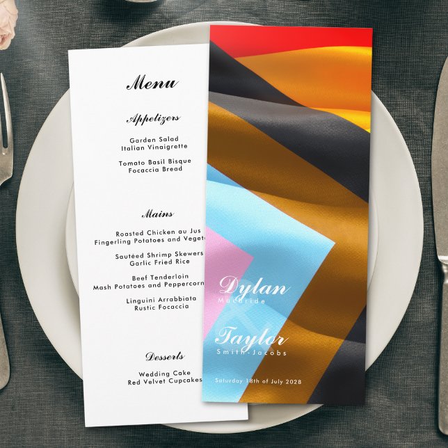 Pride Flag Typography Wedding White Dinner  Menu (Creator Uploaded)