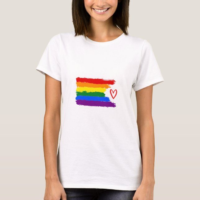 Pride flag with heart T-Shirt (Front)