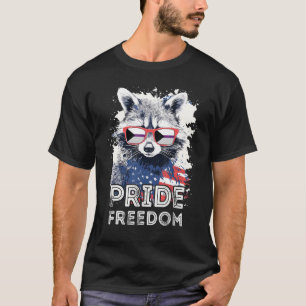 Pride Freedom  Racoon Demisexual Sunglasses Flag T-Shirt