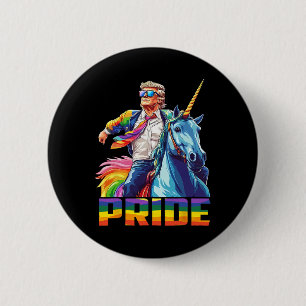 Pride Funny Trump Riding Unicorn Lgbt Gay Lesbian 6 Cm Round Badge