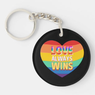 Pride gay- love always wins. Rainbow color. Key Ring