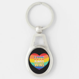 Pride gay- love always wins. Rainbow colour. Key Ring