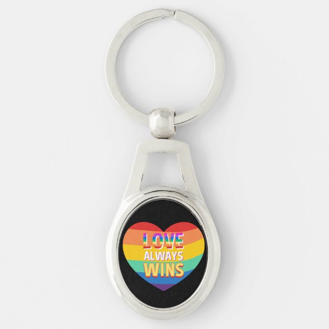 Pride gay-  love always wins. Rainbow colour.      Key Ring (Front)