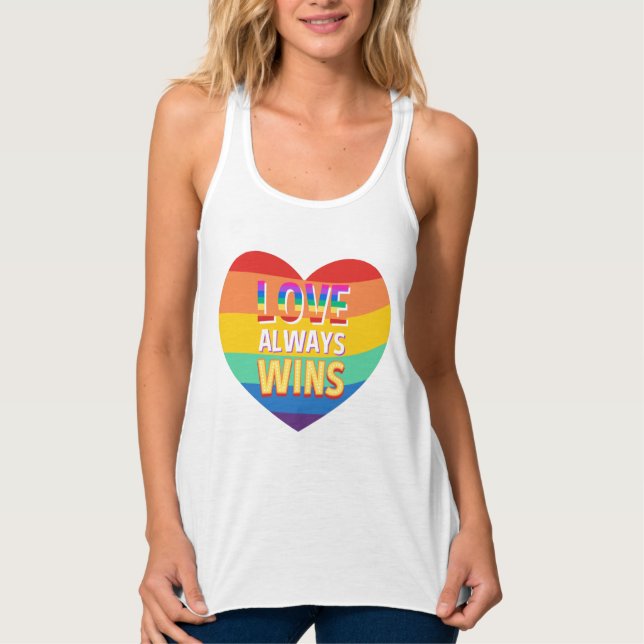 Pride gay-  love always wins. Rainbow colour. Singlet (Front)