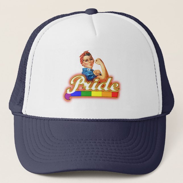 Pride Gay Pride Glowing Pride We Can Do It Trucker Hat (Front)