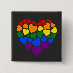 Pride- gay rainbow colour heart for love          15 cm square badge