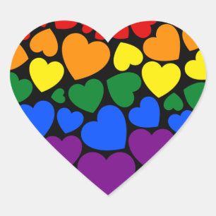 Pride- gay rainbow colour heart for love          heart sticker