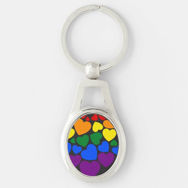 Pride- gay rainbow colour heart for love           key ring (Front)