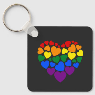 Pride- gay rainbow colour heart for love key ring