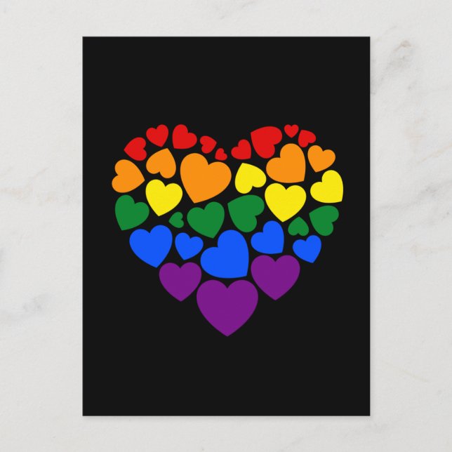 Pride- gay rainbow colour heart for love   postcard (Front)