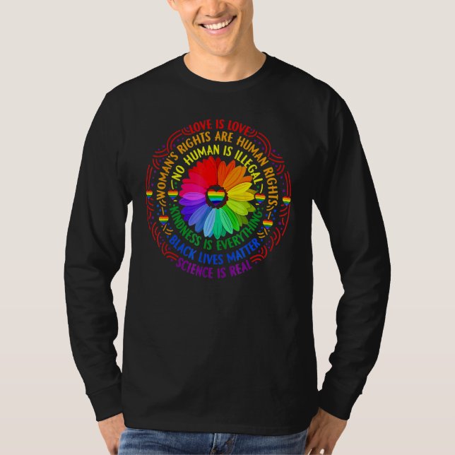 Pride Gay Rainbow Human LGBT Month Sunflower Plus  T-Shirt (Front)