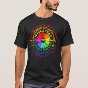 Pride Gay Rainbow Human LGBT Month Sunflower Plus  T-Shirt