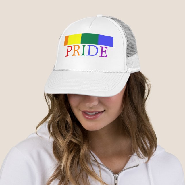 Pride Gay Rainbow Trucker Hat (In Situ)