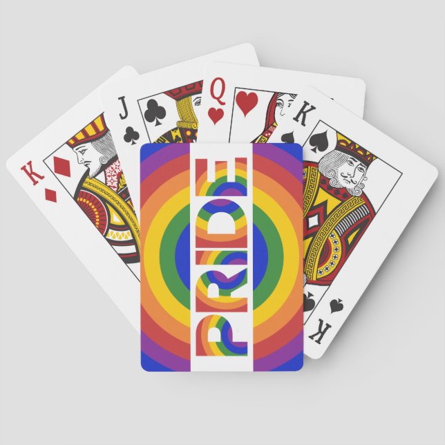 PRIDE Geometric Rainbow Bullseye Playing Cards (Back)