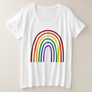 Pride Glitter Handdrawn Rainbow Plus Size T-Shirt