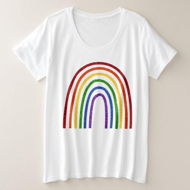 Pride Glitter Handdrawn Rainbow Plus Size T-Shirt (Design Front)