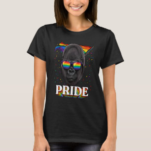 Pride Gorilla LGBTQ Rainbow Flag Pride Month Anima T-Shirt