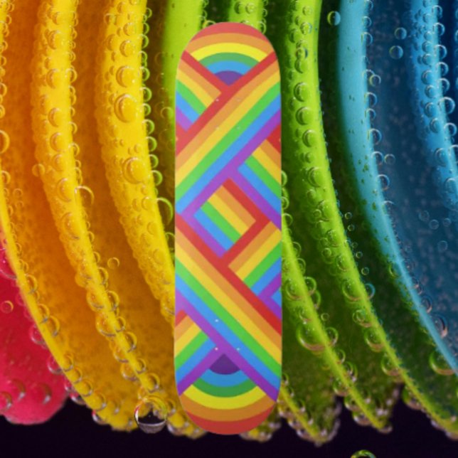 Pride Grid: Cross-Hatched Rainbow Flag Skateboard (Creator Uploaded)