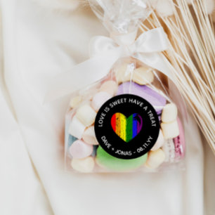 Pride Heart Love Is Sweet LGBT Wedding Favour Classic Round Sticker