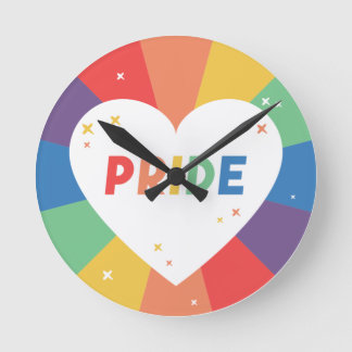 Pride Heart Sparkle Round Clock