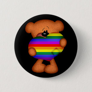 Pride Heart Teddy Bear 6 Cm Round Badge