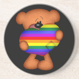 Pride Heart Teddy Bear Coaster
