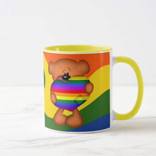 Pride Heart Teddy Bear Mug (Right)