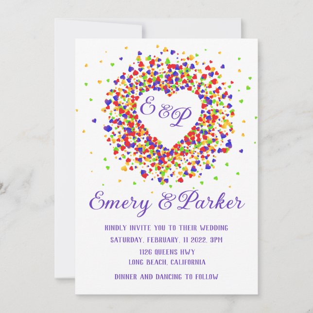Pride Heart Wreath Wedding invitation (Front)