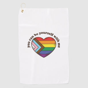 Pride Heart You Can Be Yourself With Me Shirt Desi Golf Towel