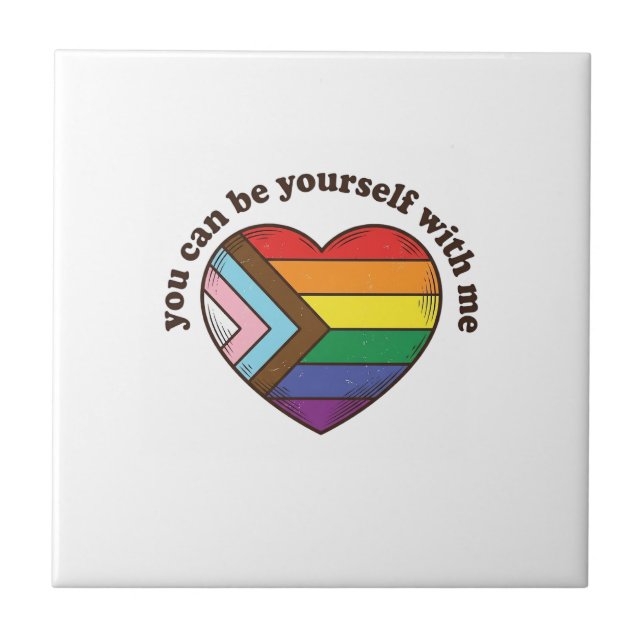 Pride Heart You Can Be Yourself With Me Shirt Desi Tile (Front)