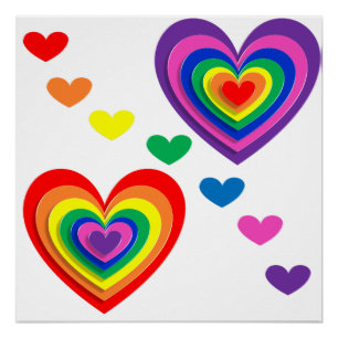 pride hearts bg poster