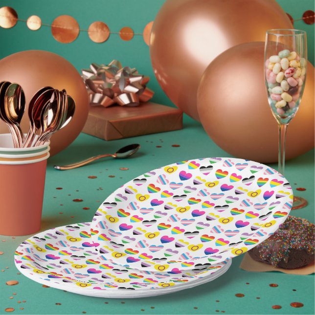 Pride Hearts Paper Plates (Multi)