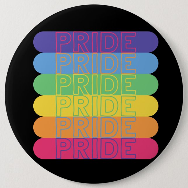 Pride in rainbow colours            6 cm round badge (Front)