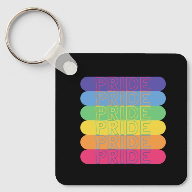Pride in rainbow colours            key ring (Front)