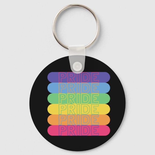 Pride in rainbow colours           key ring (Front)