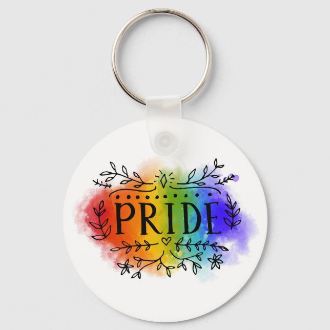 Pride in Watercolor Key Ring (Front)