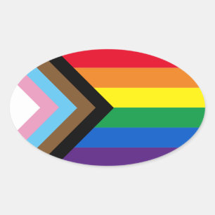 Pride Inclusive diversity rainbow Lgbtq gay flag Oval Sticker