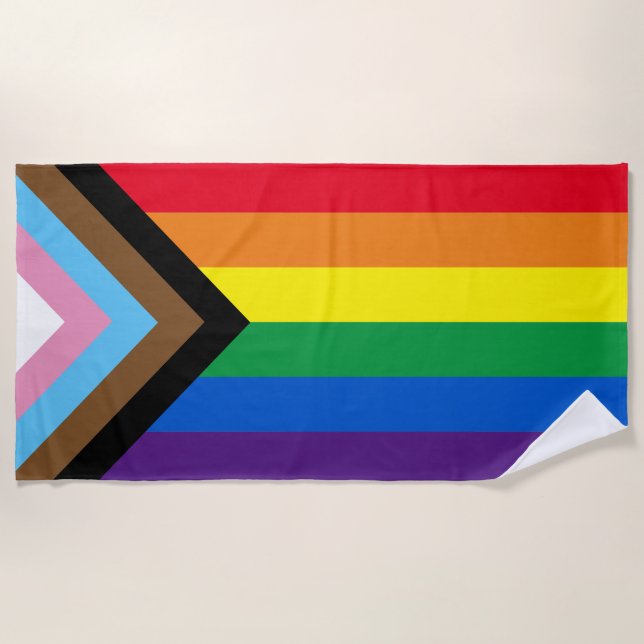 Pride Inclusive rainbow Lgbtq gay flag Beach Towel (Front)